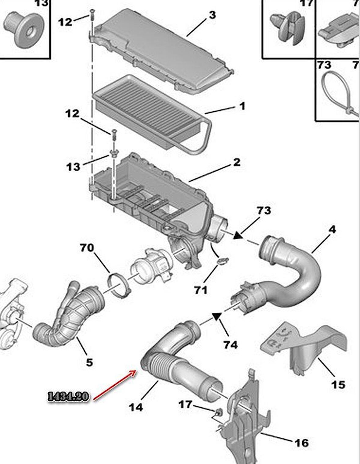 Citroen C3 Hava Filtre borusu [Orjinal] (143420)